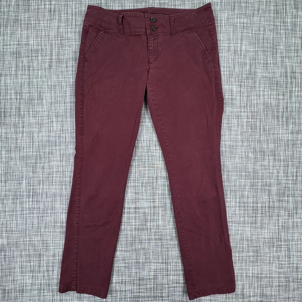 American Eagle Skinny Chino Pants Womens 6 Short Burgundy Stretch Cotton Twill